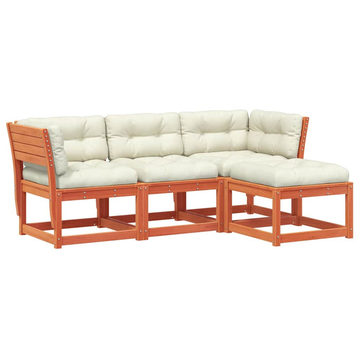 Set mobilier de grădină cu perne, 4 piese, lemn masiv de pin WALTI