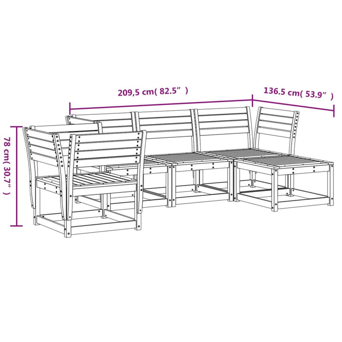 Set mobilier relaxare de grădină 5 piese lemn masiv de pin WALTI