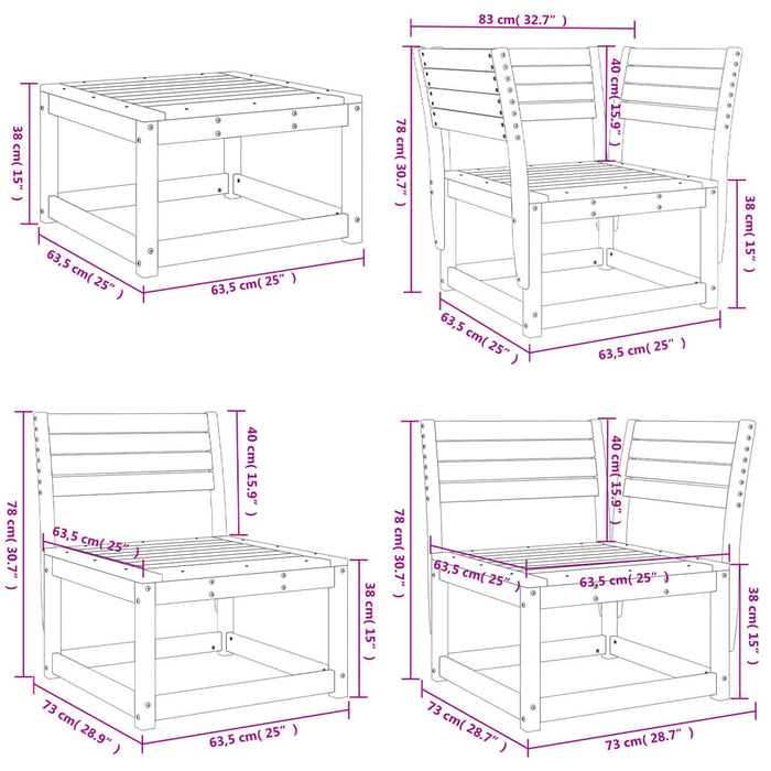 Set mobilier relaxare de grădină 5 piese lemn masiv de pin WALTI