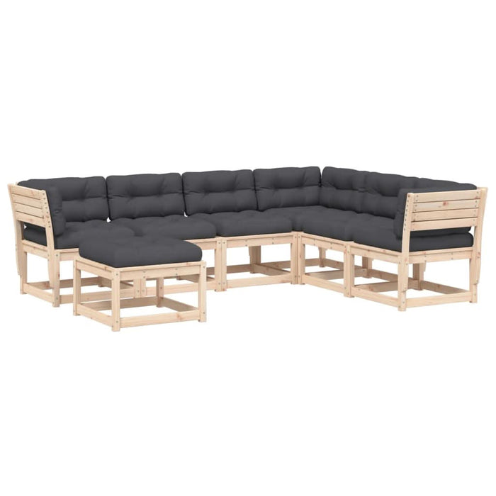 Set mobilier de grădină cu perne, 7 piese, lemn masiv de pin - WALTI WALTI