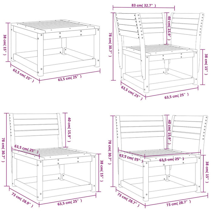 Set mobilier pentru grădină 8 piese,maro ceruit, lemn masiv pin - WALTI WALTI