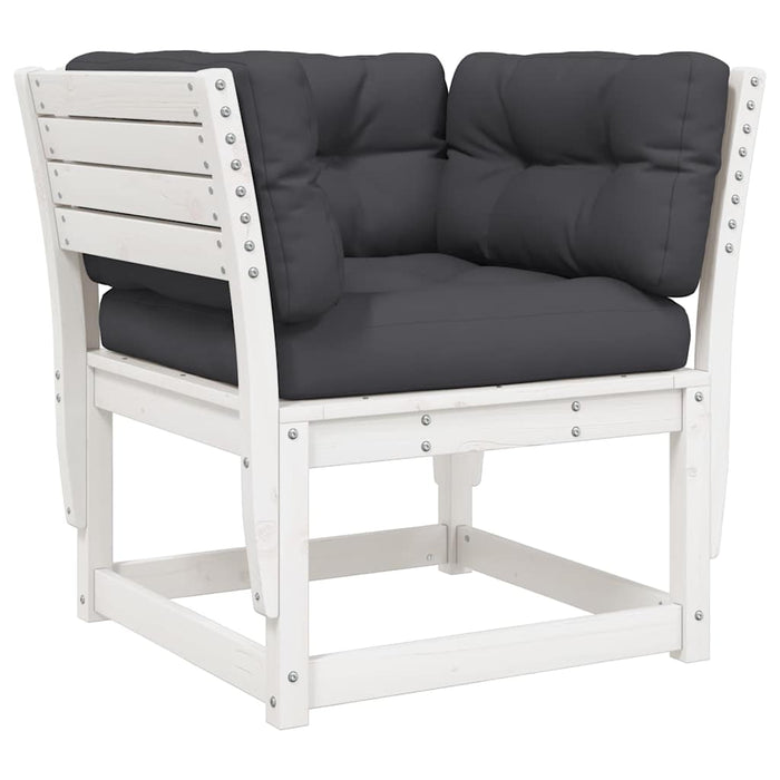 Set mobilier grădină cu perne, 8 piese, alb, lemn masiv de pin WALTI