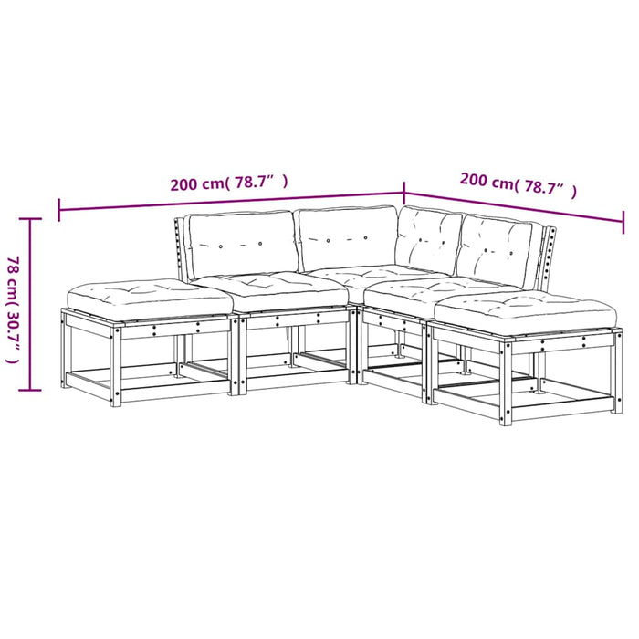 Set mobilier de grădină cu perne, 5 piese, lemn masiv de pin - WALTI WALTI
