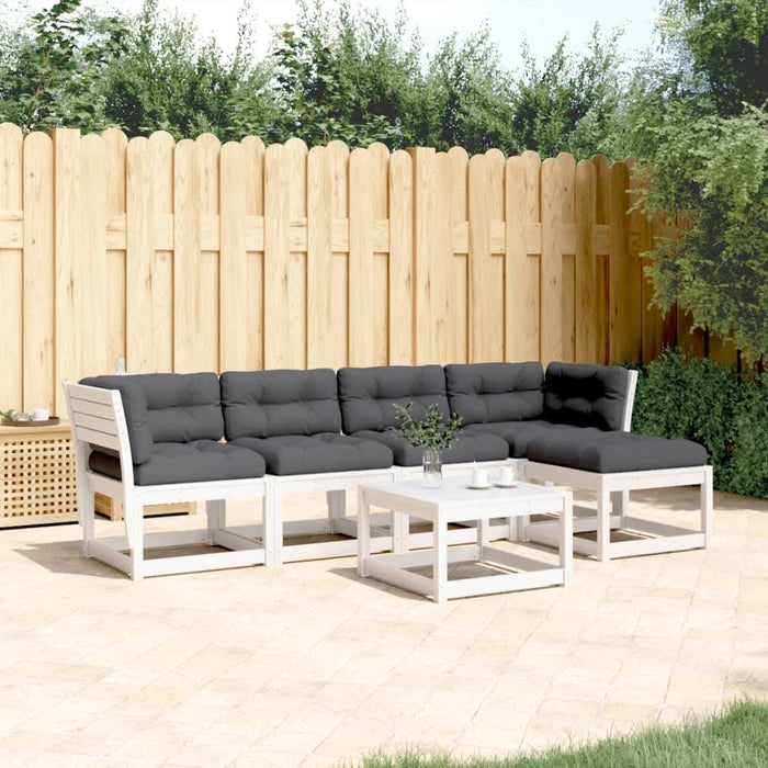 Set canapele de grădină cu perne 5 piese alb lemn masiv de pin - WALTI WALTI