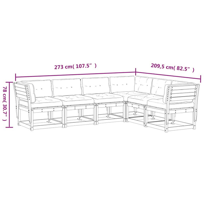 Set mobilier de grădină cu perne, 6 piese, lemn masiv de pin - WALTI WALTI