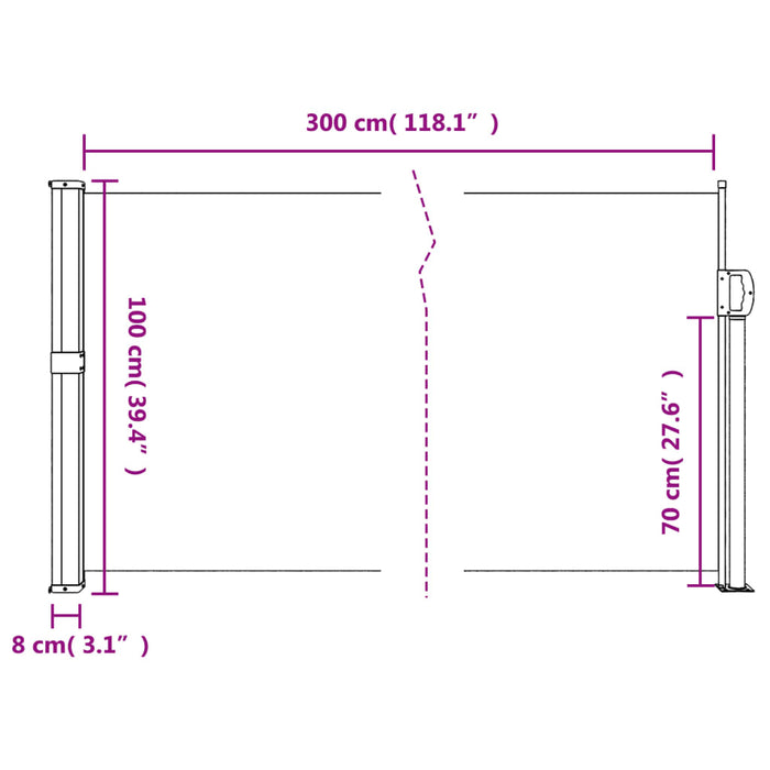 Copertina laterală retractabilă, negru, 100x300 cm - WALTI WALTI