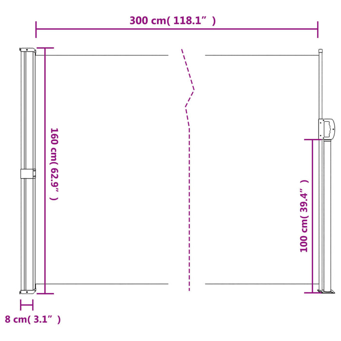 Copertina laterală retractabilă, crem, 160x300 cm - WALTI WALTI