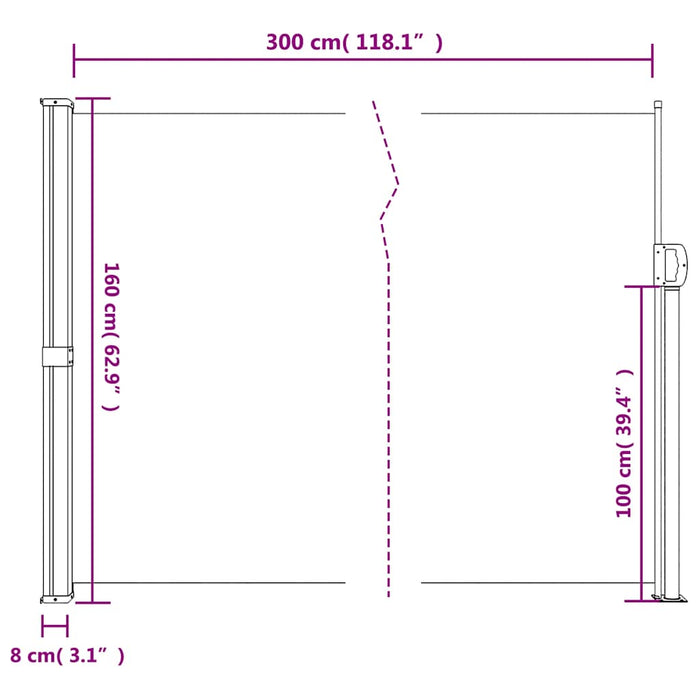 Copertină laterală retractabilă antracit 160x300 cm - WALTI WALTI