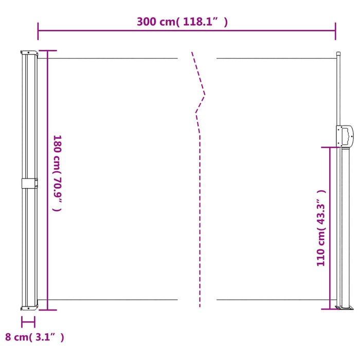 Copertina laterală retractabilă, crem, 180x300 cm - WALTI WALTI