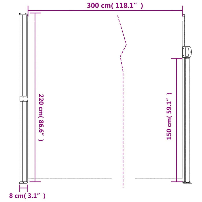 Copertina laterală retractabilă, gri taupe, 220x300 cm - WALTI WALTI