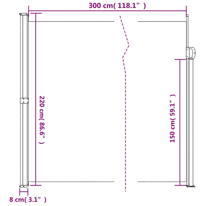 Copertina laterală retractabilă, verde închis, 220x300 cm - WALTI WALTI