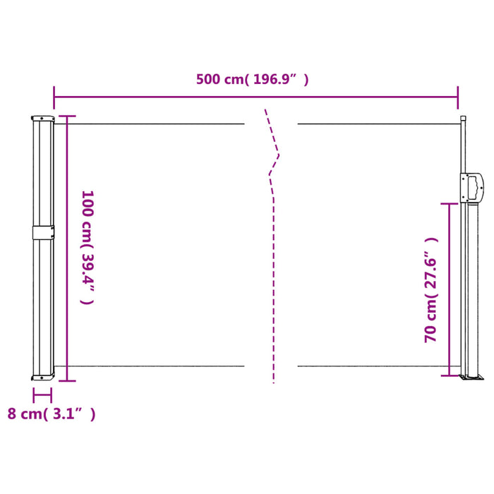 Copertina laterală retractabilă, alb, 100x500 cm - WALTI WALTI