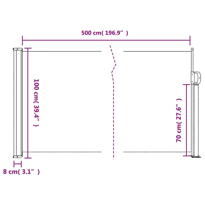 Copertină laterală retractabilă antracit 100x500 cm - WALTI WALTI
