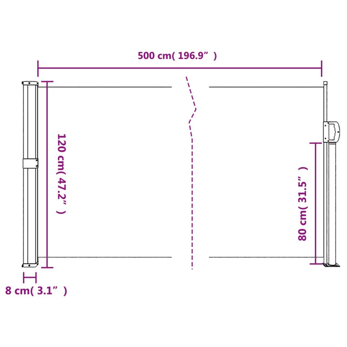 Copertina laterală retractabilă, alb, 120x500 cm - WALTI WALTI