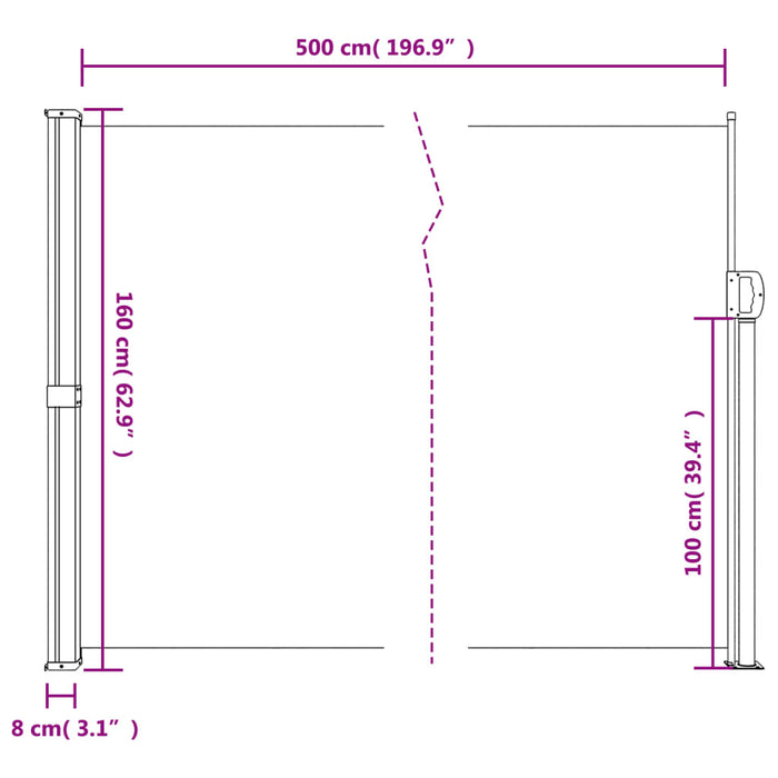 Copertina laterală retractabilă, roșu, 160x500 cm - WALTI WALTI