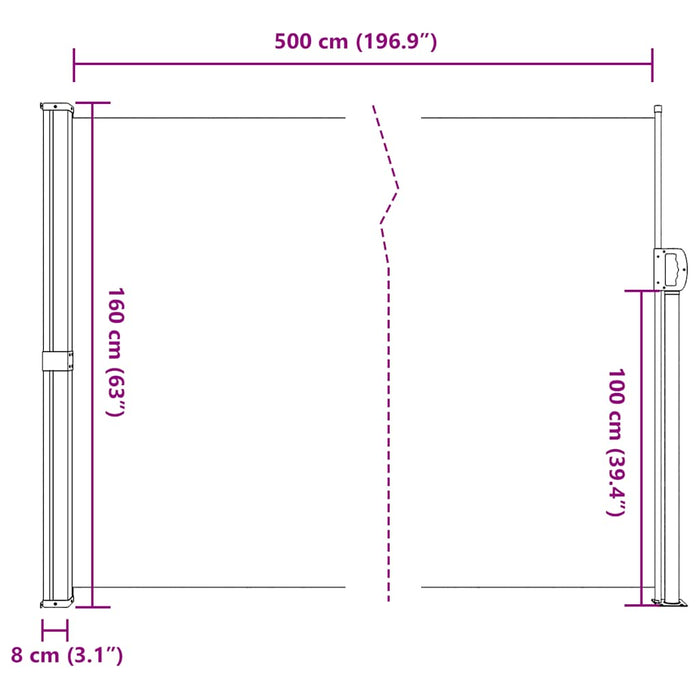 Copertină laterală retractabilă, antracit, 160x500 cm - WALTI WALTI