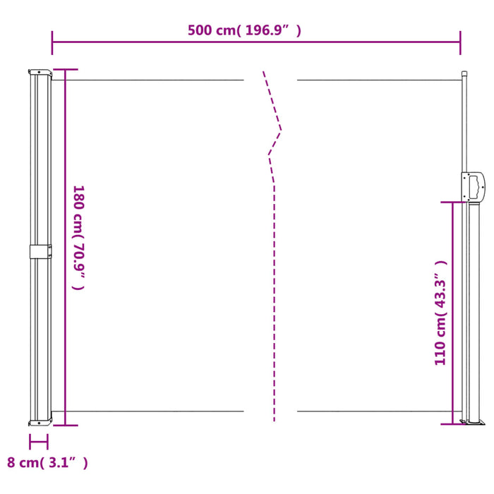 Copertina laterală retractabilă, negru, 180x500 cm - WALTI WALTI