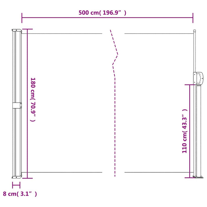 Copertina laterală retractabilă, bej, 180x500 cm - WALTI WALTI