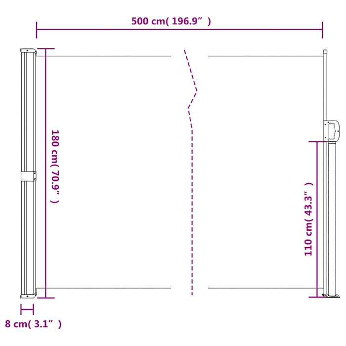 Copertina laterală retractabilă, verde închis, 180x500 cm - WALTI WALTI