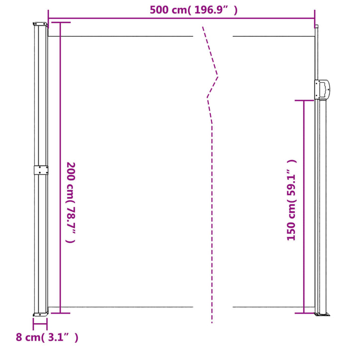 Copertina laterală retractabilă, negru, 200x500 cm - WALTI WALTI