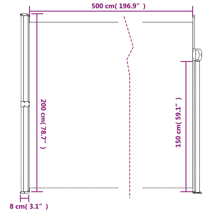 Copertina laterală retractabilă, crem, 200x500 cm - WALTI WALTI