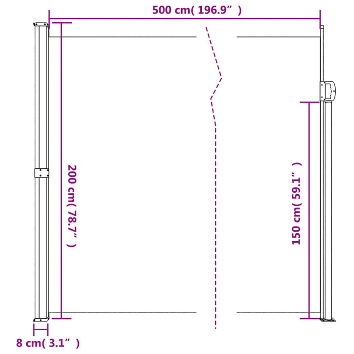 Copertina laterală retractabilă, maro, 200x500 cm - WALTI WALTI