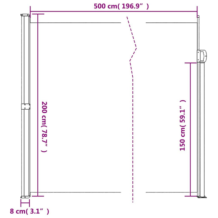 Copertina laterală retractabilă, alb, 200x500 cm - WALTI WALTI