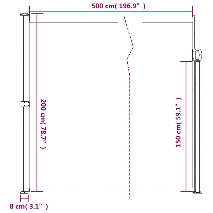 Copertina laterală retractabilă, verde închis, 200x500 cm - WALTI WALTI