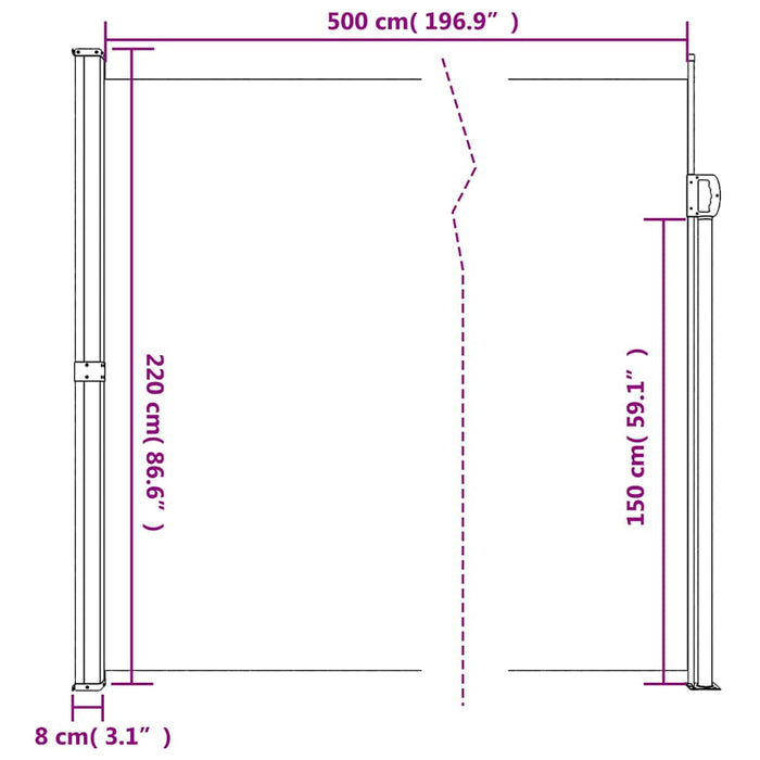 Copertina laterală retractabilă, negru, 220x500 cm - WALTI WALTI