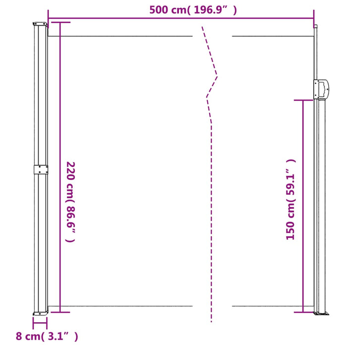 Copertina laterală retractabilă, crem, 220x500 cm - WALTI WALTI