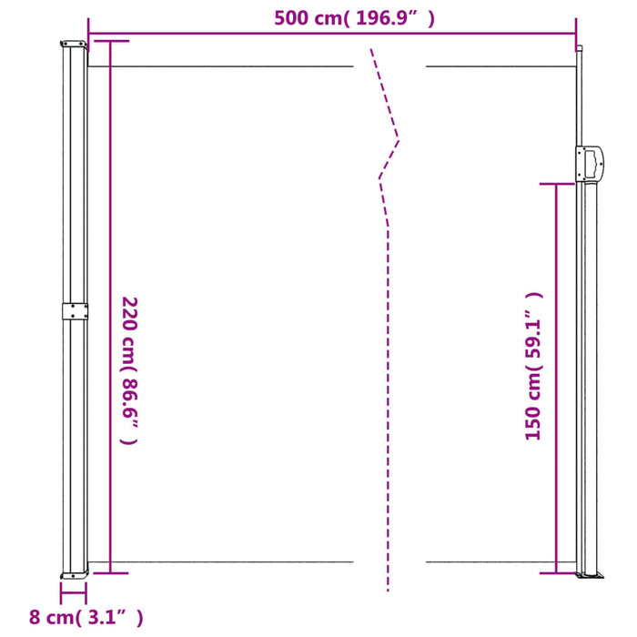 Copertina laterală retractabilă, roșu, 220x500 cm - WALTI WALTI