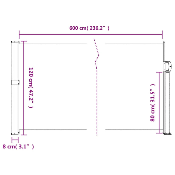 Copertină laterală retractabilă, albastru, 120 x 600 cm - WALTI WALTI