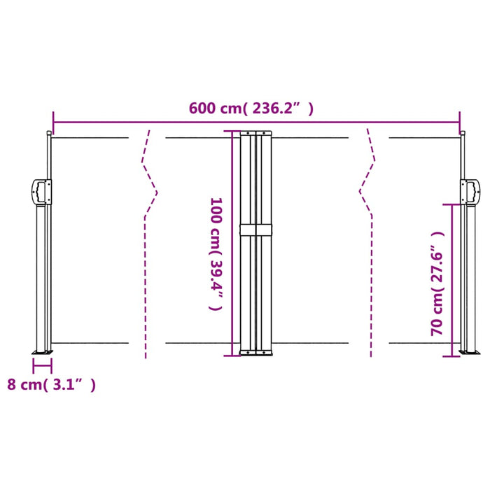 Copertină laterală retractabilă, albastru, 100 x 600 cm - WALTI WALTI