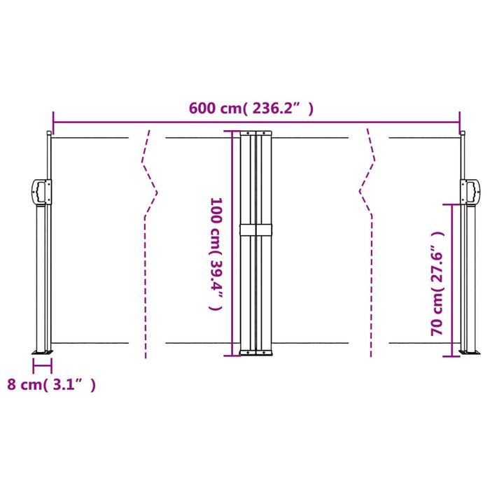 Copertină laterală retractabilă, alb, 100 x 600 cm - WALTI WALTI