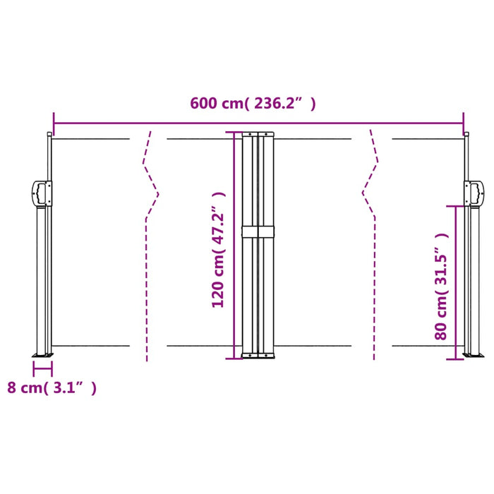 Copertină laterală retractabilă, negru, 120 x 600 cm - WALTI WALTI