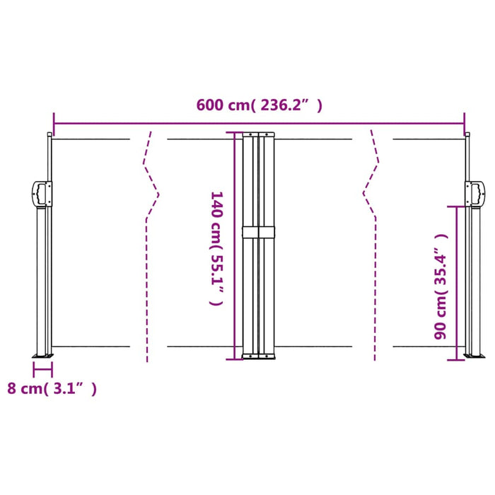 Copertină laterală retractabilă, albastru, 140x600 cm - WALTI WALTI