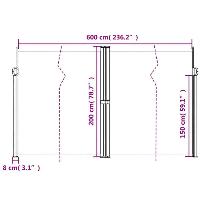 Copertină laterală retractabilă, antracit, 200x600 cm - WALTI WALTI