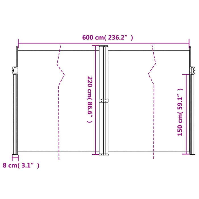 Copertină laterală retractabilă de terasă, negru, 220x600 cm - WALTI WALTI