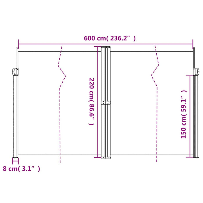 Copertină laterală retractabilă, antracit, 220x600 cm WALTI
