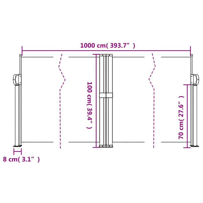 Copertină laterală retractabilă, negru, 100 x 1000 cm - WALTI WALTI