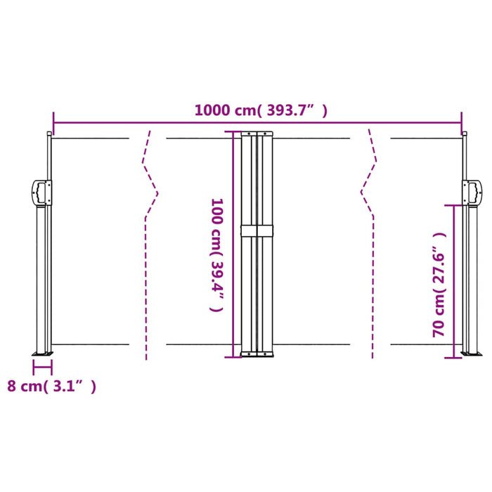 Copertină laterală retractabilă, crem, 100 x 1000 cm - WALTI WALTI