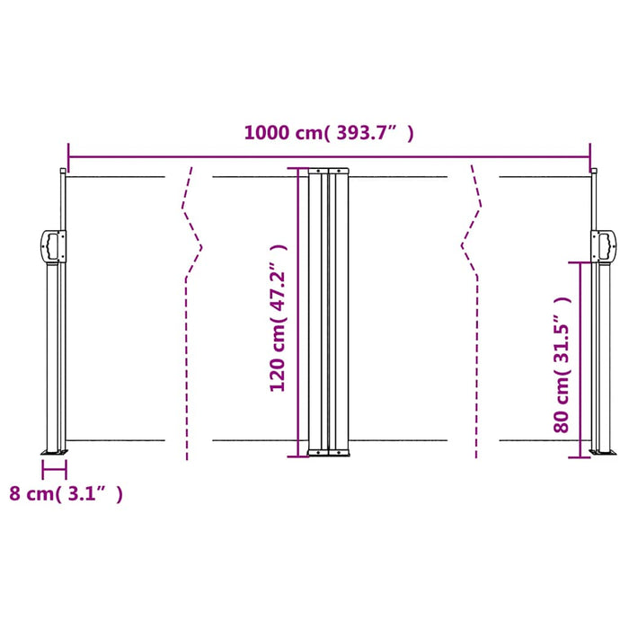 Copertină laterală retractabilă, bej, 120 x 1000 cm - WALTI WALTI
