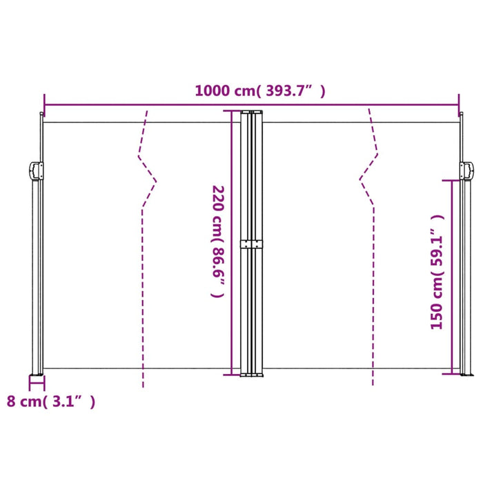 Copertină laterală retractabilă, negru, 220x1000 cm - WALTI WALTI