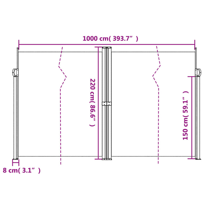 Copertină laterală retractabilă, albastru, 220x1000 cm - WALTI WALTI