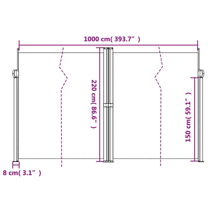 Copertină laterală retractabilă, taupe, 220x1000 cm - WALTI WALTI