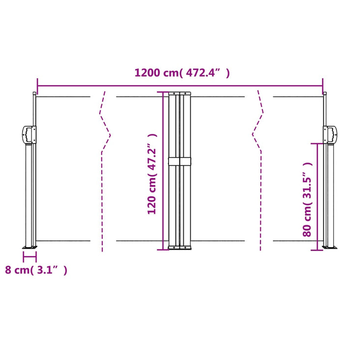 Copertină laterală retractabilă, negru, 120x1200 cm - WALTI WALTI