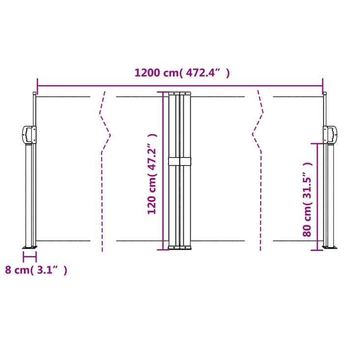 Copertină laterală retractabilă, albastru, 120x1200 cm - WALTI WALTI