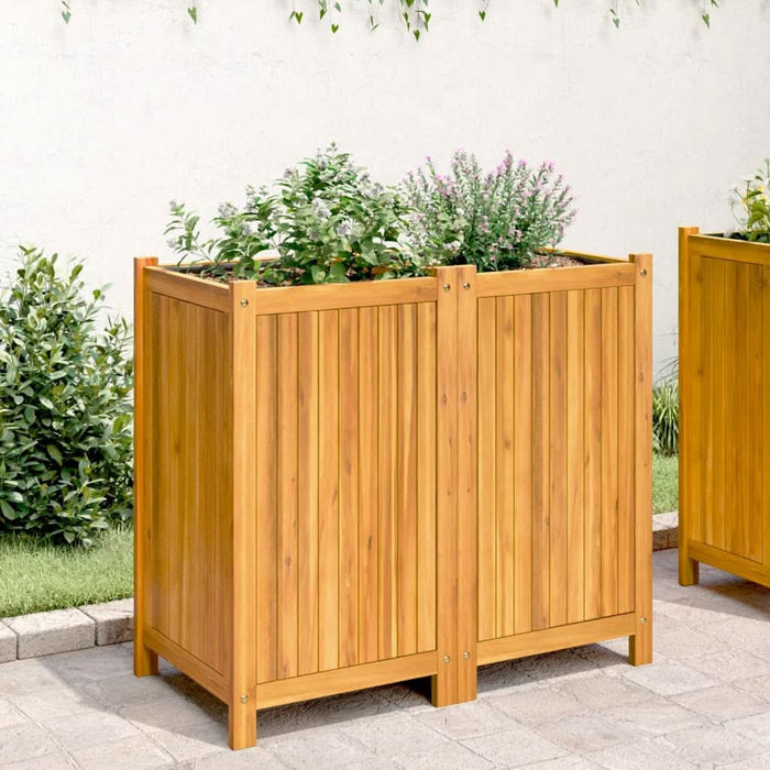 Jardinieră de grădină cu căptușeală, 84x42x75 cm, lemn acacia - WALTI WALTI