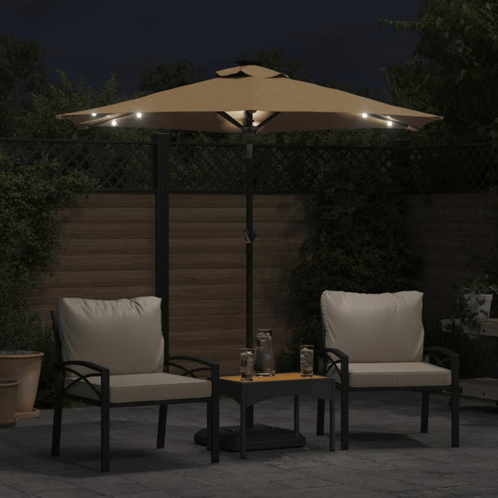 Umbrelă soare de grădină stâlp din oțel/LED taupe 225x225x212cm - WALTI WALTI