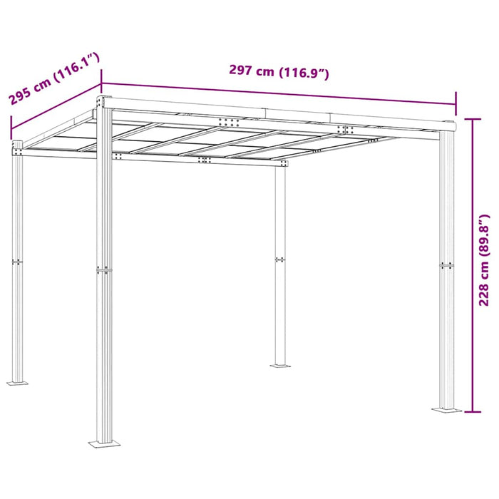 Foișor de grădină antracit 3x3 m aluminiu WALTI